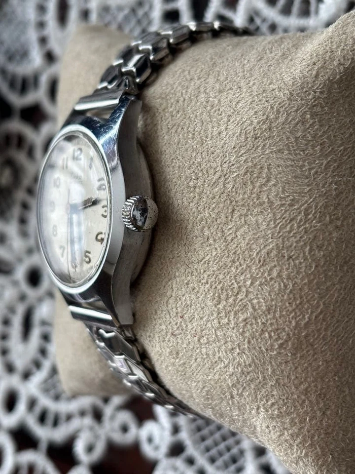 Reloj Automático Eska Plateado Acero Inoxidable Vintage Suizo 32mm Funcionando Foto 3 de 4