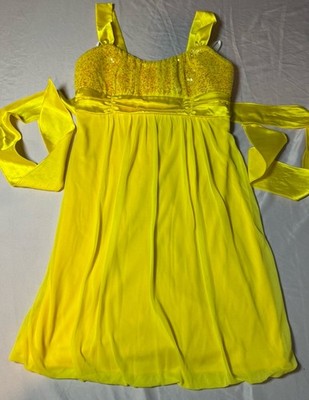 Vintage Y2K Taboo Sequins Babydoll Dress Sunshine Fairycore Yellow Medium (tag:L