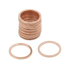 X AUTOHAUX M17 x 21mm x 1mm Copper Crush Washers Flat Car Sealing Gaskets Pla...