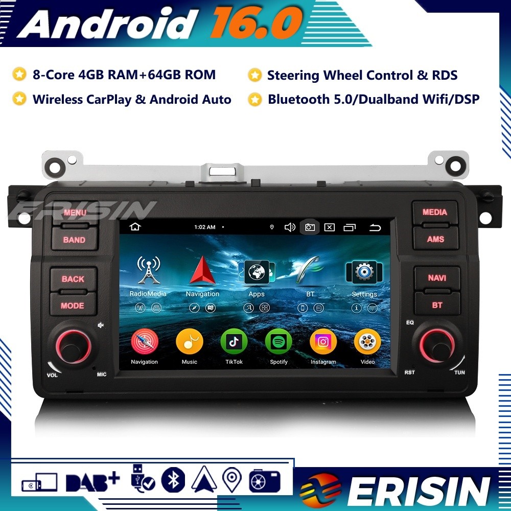 Autoradio Android 8-Core con GPS e CarPlay per BMW E46