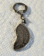 Vintage Antique Depose MM Silver 1/2 French Coin Keychain
