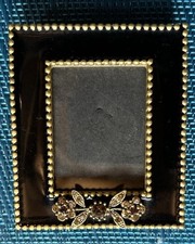 Miniature Jeweled Picture Frame Dollhouse Gold  Black Fits 1.5 X2  Photo