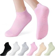 6 Pairs Women's Yoga Socks with Grippers, Anti-Slip Pilates Dance Socks