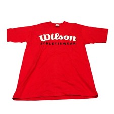 Wilson Athleticwear T Shirt Mens LT Red Vintage Made In USA Graphic Tee