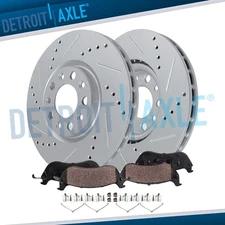 4pc Front Drilled Rotors Ceramic Pads for 2016 2017 2018 2019-2023 Jeep Cherokee