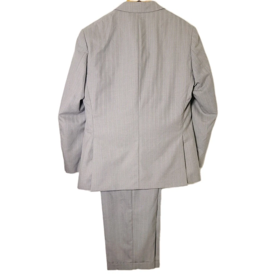 Steve Harvey Hombres 42R 3 Piezas Traje Rayas Gris Chaqueta Chaleco Pantalones 36x30 Boda Foto 2 de 4