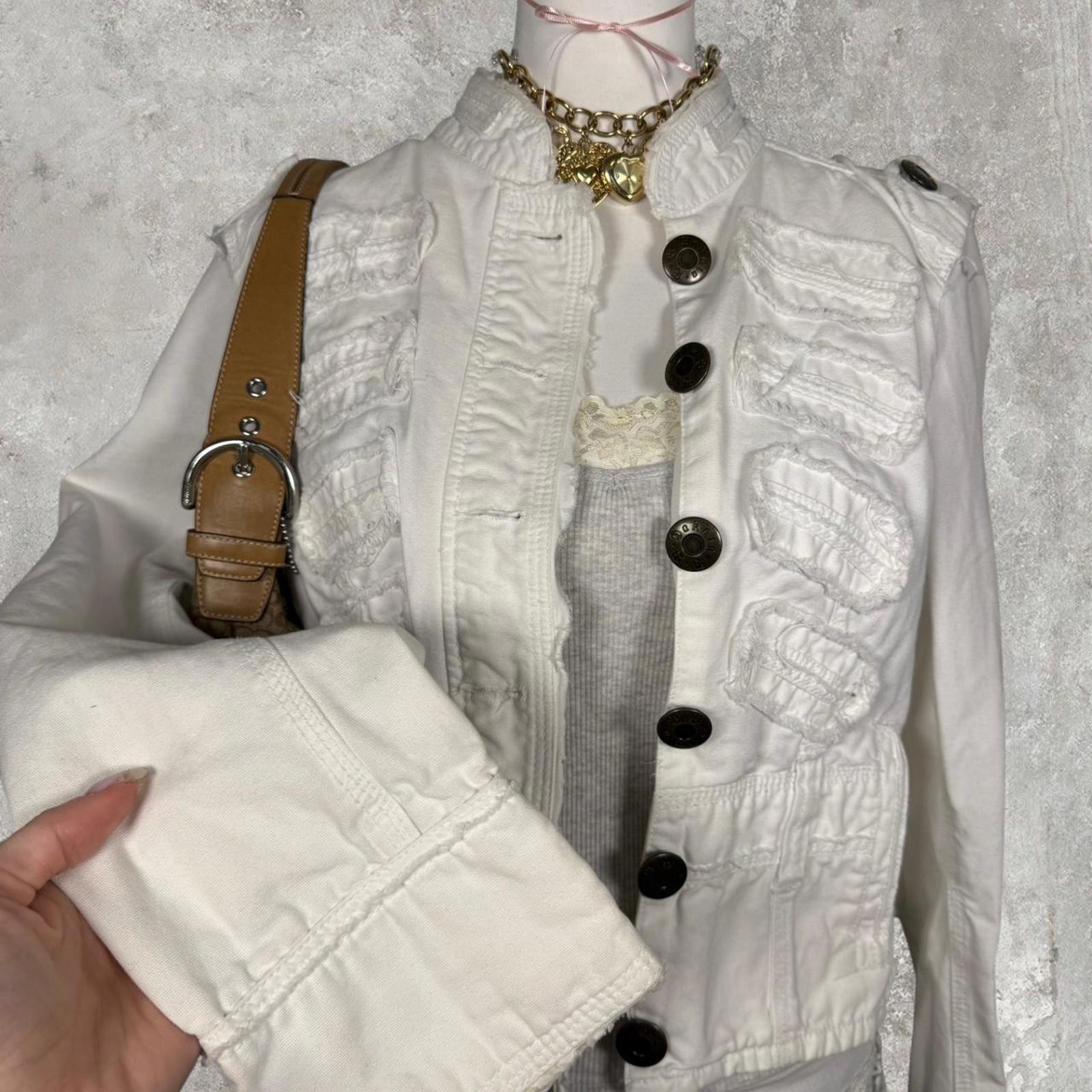 y2k unique white jeans jacket - image 4