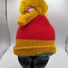 Vintage 70s Sesame Street Muppets Big Bird Pom Kids Children's Beanie Hat Retro