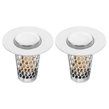 2 Pcs Bathroom Sink Hair Catcher Stainless Steel Up Drain Stopper Filter