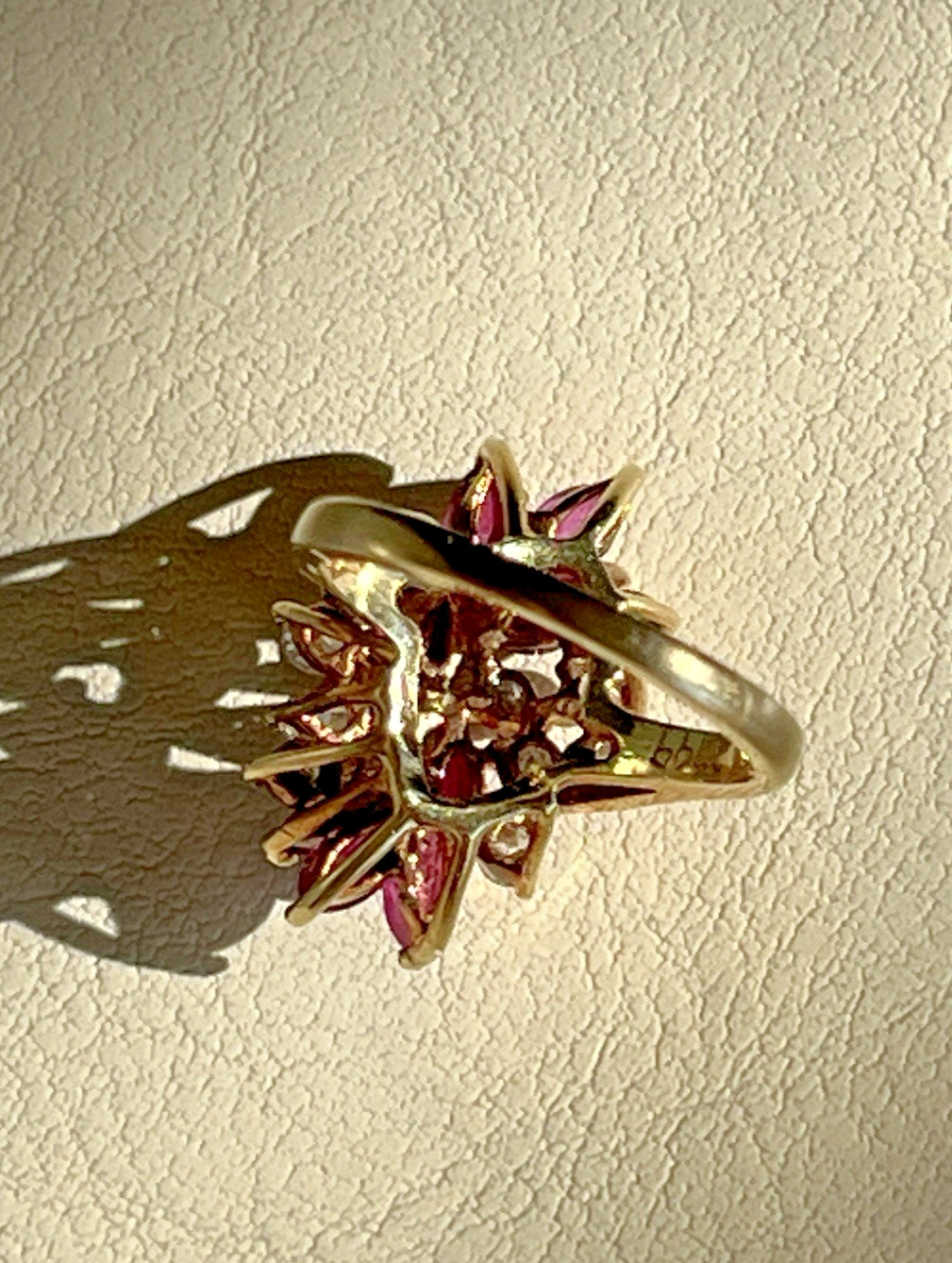 Stunning 14k Solid Gold Deco Ruby & Diamond Ring … - image 8