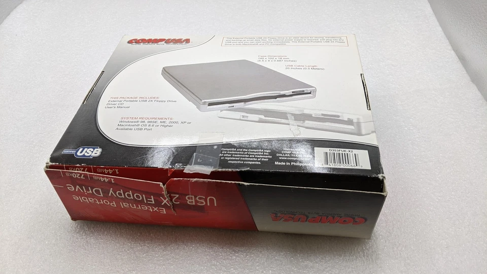 Comp USA External Portable USB 2X Floppy Drive Comp USA SKU 311196 W/ FREE S/H - Image 3 of 4