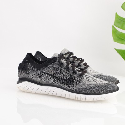 Nike Womens Free RN Flyknit Running Shoe Size 9.5 Black Gray Knit Sneaker