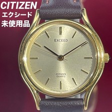 Citizen Exceed Quartz Dress Watch Vintage Japan Made Gold Dial Sapphire