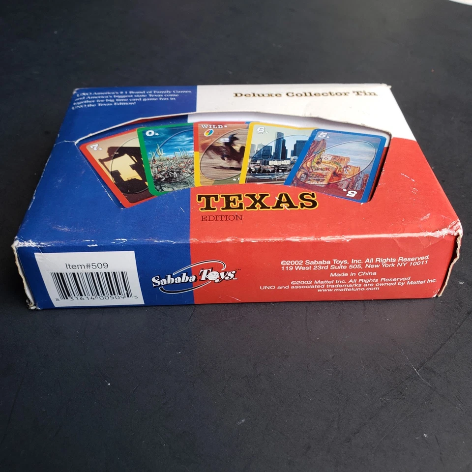 Vintage 2002 Sababa Toys Uno Deluxe Collector Tin Texas Edition New Rare  - Image 3 of 3