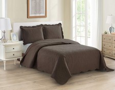 3pc King/Cal King Over Size Luxury Embossed Bedspread Set Light Weight Solid ...