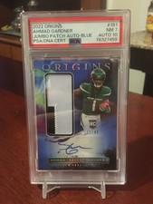 2022 PANINI ORIGINS TAG PATCH AUTO BLUE AHMAD SAUCE GARDNER 22/49 PSA 7 AUTO 10