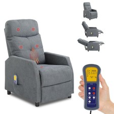 Recliner Massage Sofa 6 Points Massage Heating Chair Fabric Upholstered Armchair