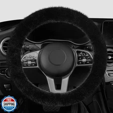 LACDL Fuzzy Winter Steering Wheel Covers for Women, Warm Cute Fluffy Car Whee