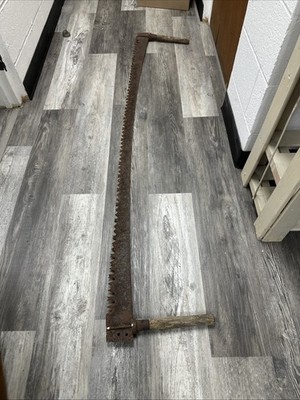 Antique 6  Two Man Crosscut Saw Original Handles & Hardware