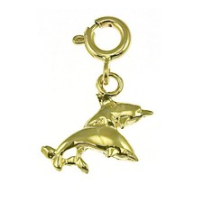 Dolphin Charm Pendant 14k Gold