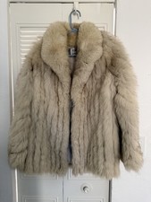 Saga Fox Womens Blue Fox Luxury Fur Jacket  Cream White Size M VINTAGE