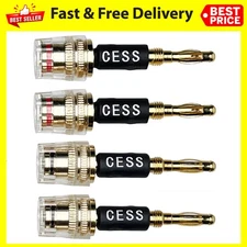 CNCESS CESS-187 Banana Plug Connect to Spade Fork Plug Speaker Cable Adapter, 4