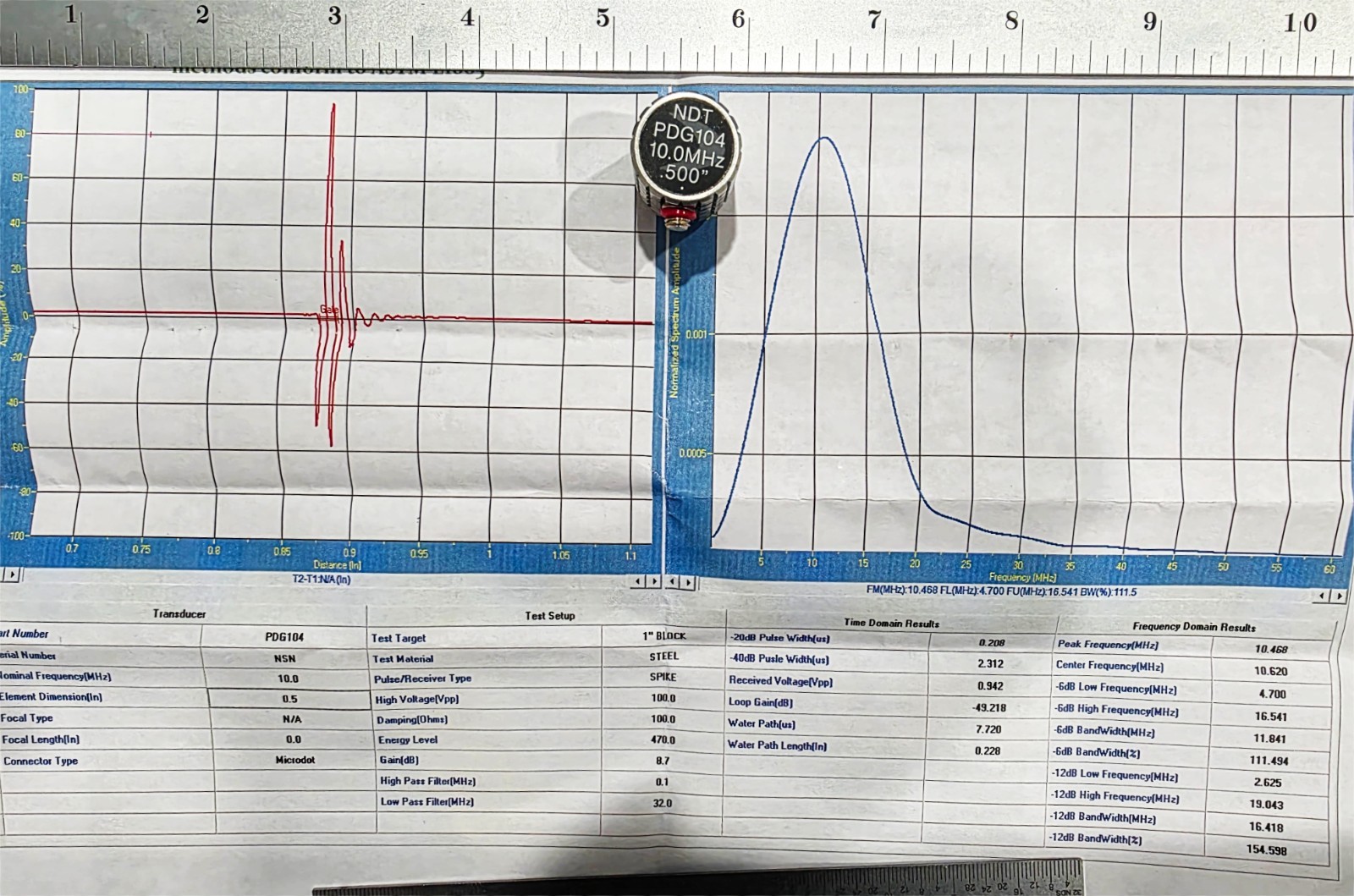 NDT Contact Probe, Permanent Delay Line, NDT Systems Type PDG104, 10 MHz