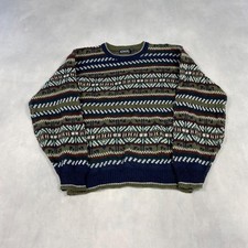 Vintage Knitted Jumper Abstract Patterned Grandad Knit Sweater Men's M