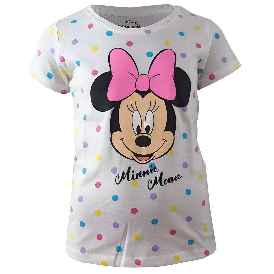Disney Minnie Mouse T-Shirt Weiß mit Punkten Mädchen Shirt Gr. 92 – 128 Kurzarm  - Bild 1 von 2