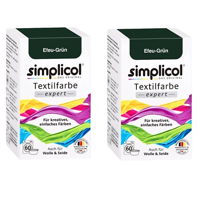 Simplicol textile color expert 2 x color ivy green for 600 g fabric also for wool