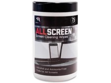 Allscreen Screen Cleaning Wipes, 6" X 6", White, 75/tub