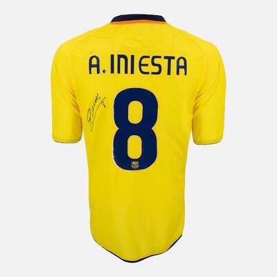 Andres Iniesta Signed Barcelona Shirt 2008-09 Away Yellow [8