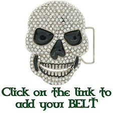 Bling Diamante Skull Buckle Biker Metal Gothic Celtic Viking Emo Skeleton Dead