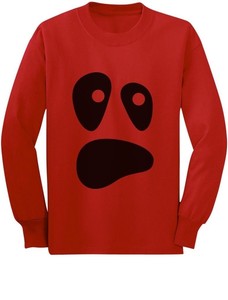 Halloween-Ghost-Costume-Funny-Ghoul-Face-Toddler-Kids-Long-sleeve-T-Shirt-Spooky