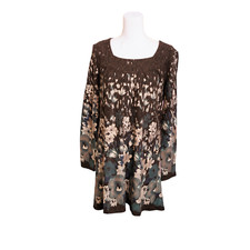 Adore women's sweater dress long sleeve tunic grey blue medium