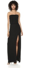 Halston Heritage Women's Strapless Drape Back Flowy Gown