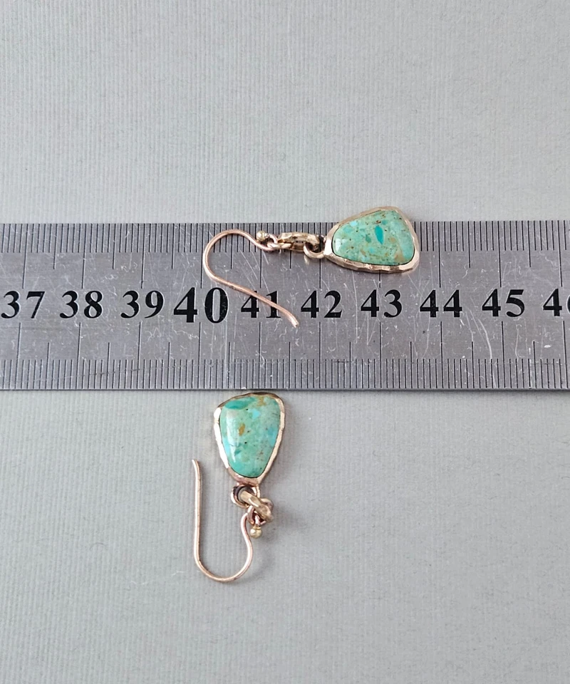 Pendientes colgantes Barse turquesa y bronce verde Foto 3 de 4