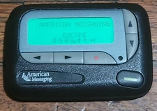 American Messaging Black & Silver Unication Pager Beeper System No Belt Clip