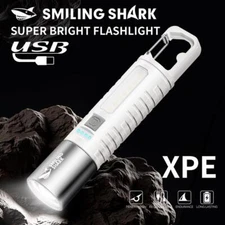 Mini LED Flashlight COB Side Light Telescopic Zoom USB Charging Hook Torches