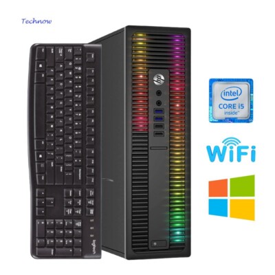 RGB HP DESKTOP COMPUTER SFF 8GB RAM 1TB HDD CORE I5 WINDOWS 10 PRO DVD WIFI