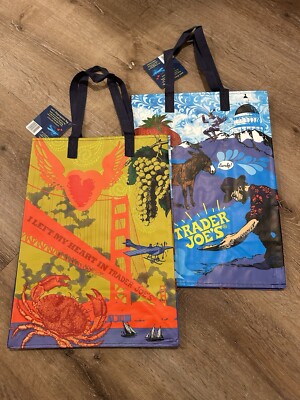 Set of 2 NWT Trader Joe s Northern California SF Reusable Grocery Tote Bag