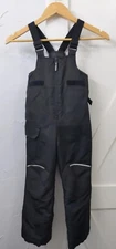 Swiss Tech Kids Snow Ski Suit Bib Overalls Pants Double Knee Black Sz XS (4-5)