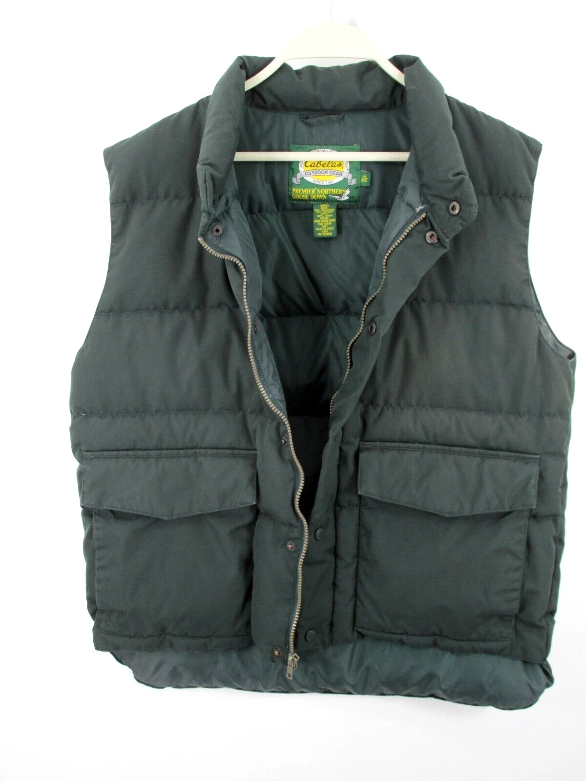 CABELA'S Premiere Goose Down Puffer Vest Men Med Regular Green Fishing Hunting