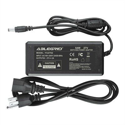 27V 2A AC to DC Adapter 5.5/2.5mm Center Positive Power Supply 27V 1A-2A Charger