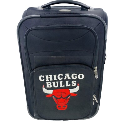 Chicago Bulls Carry On Suitcase Denco 21  Roller Black Red Logo Travel Bag NBA