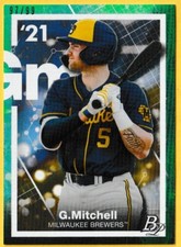2021 Bowman Platinum Precious Elements Green Garrett Mitchell PE-21 /99 Brewers