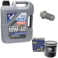 MotoröL Set 10W-40 5 Liter + ÖLfilter SM 160 + Schraube FüR Daihatsu Suzuki 1.3