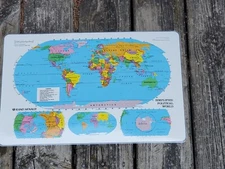 Rand McNally 12x18 Simplified Political World Map Laminated Double Sided Vintage