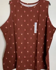 NEW! Croft & Barrow The Classic Tank ~ Womens Size 4 X ~ Maroon Floral~