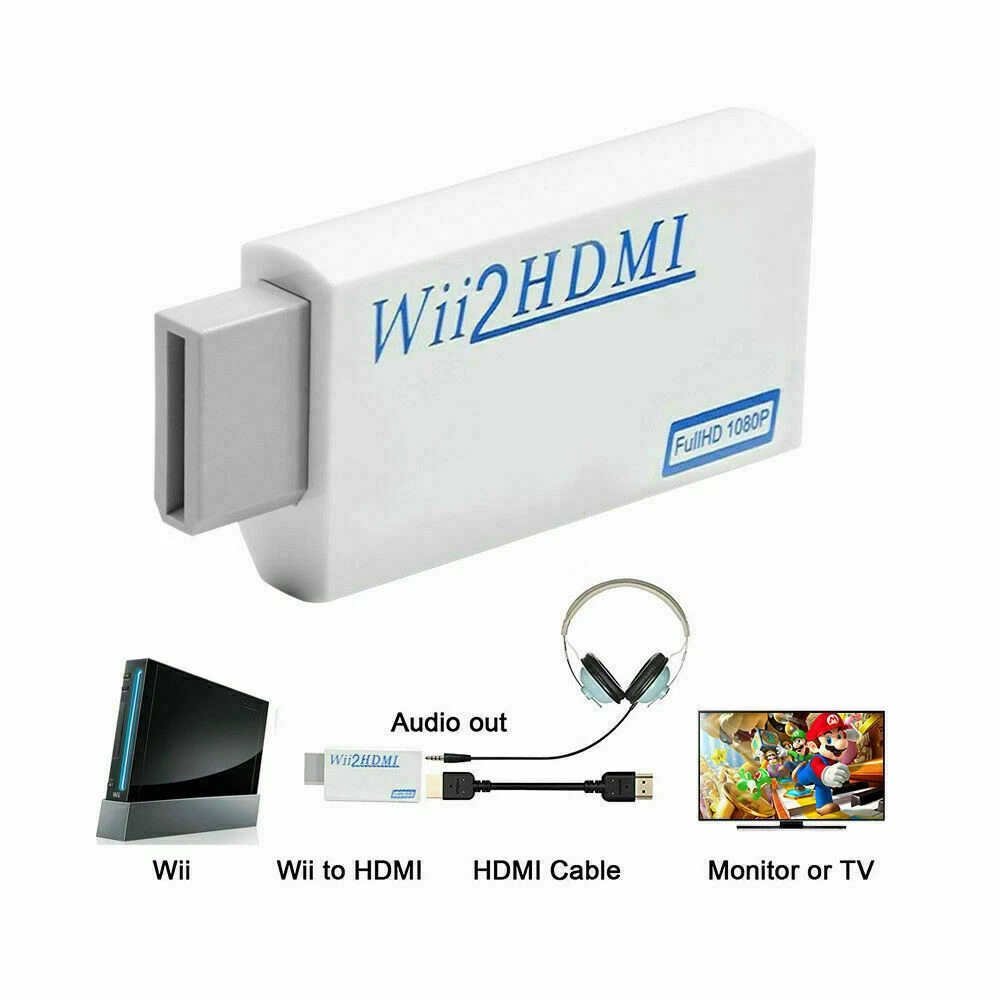 Portable Wii to HDMI Wii2HDMI Full HD TV Converter Audio/Video Output  Adapter US